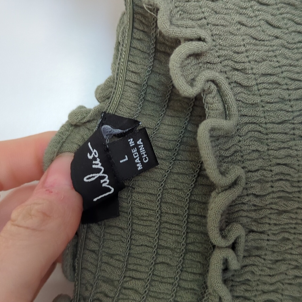 Lulus View From The Meadow Olive Green Off-the-shoulder Dress - Size L - Picture 3 of 10